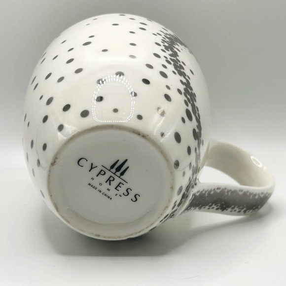 Cypress Hill Large Polka Dot White & Silver Heart Coffee/Tea Mug - Picture 6 of 6